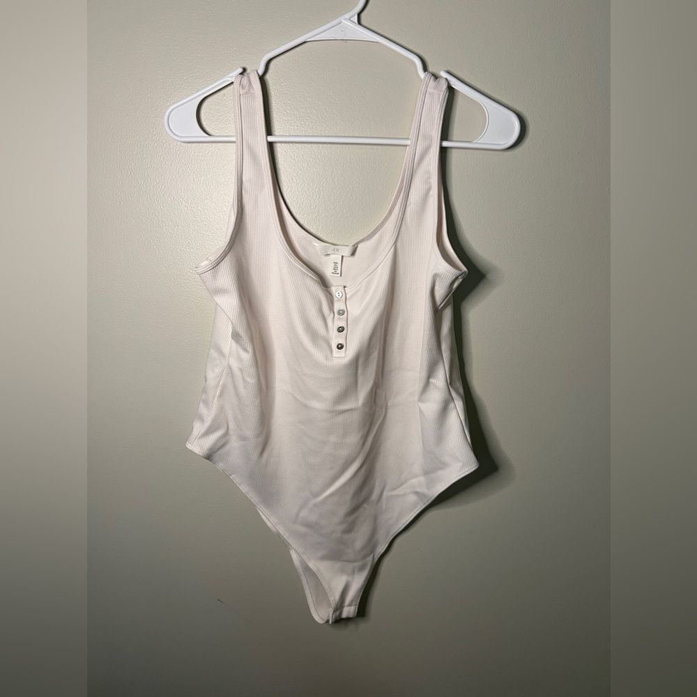 H&M body suit worn once size L white buttons tank top